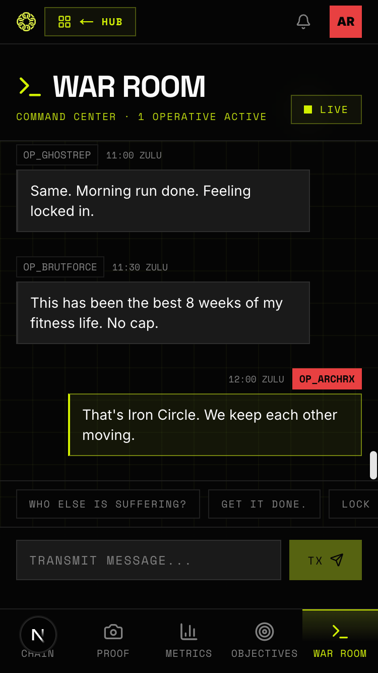 War Room group chat on mobile
